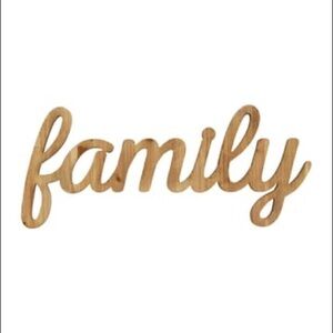 Wall Decor Natural Wood Script Family Wall Hanging